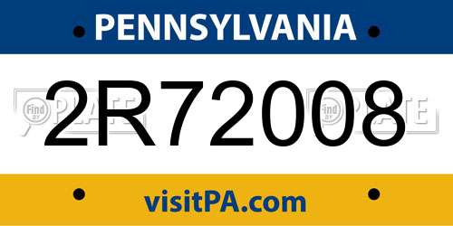2R72008 Pennsylvania License Plate