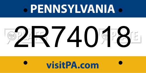 2R74018 Pennsylvania License Plate