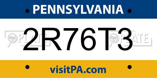 2R76T3 Pennsylvania License Plate