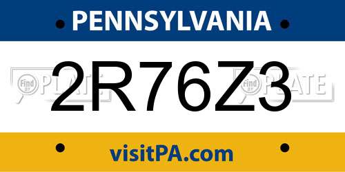 2R76Z3 Pennsylvania License Plate