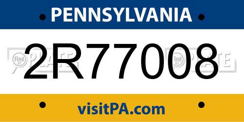 2R77008 Pennsylvania License Plate
