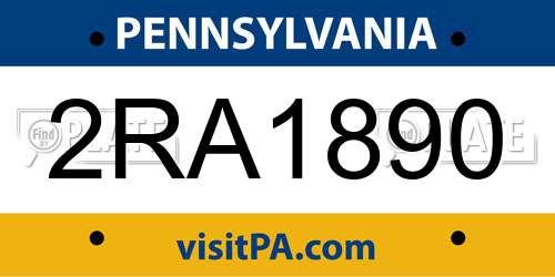 2RA1890 Pennsylvania License Plate