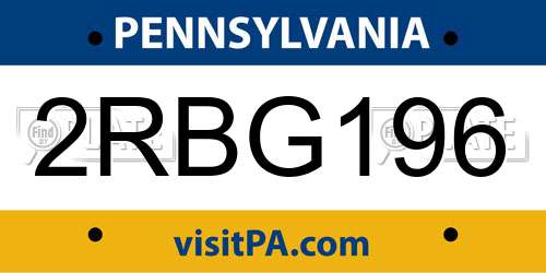 2RBG196 Pennsylvania License Plate