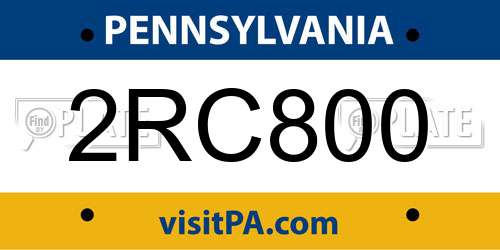 2RC800 Pennsylvania License Plate