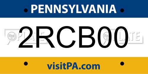 2RCB00 Pennsylvania License Plate