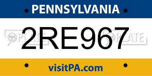 2RE967 Pennsylvania License Plate
