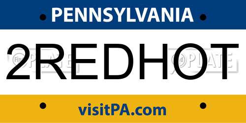 2REDHOT Pennsylvania License Plate