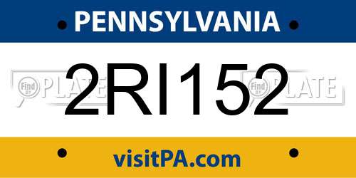 2RI152 Pennsylvania License Plate