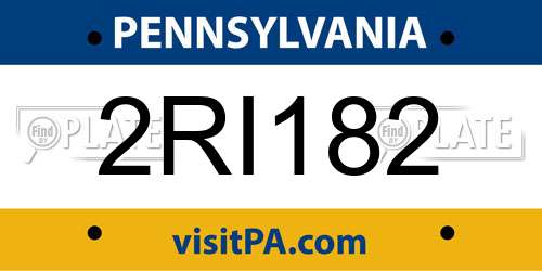 2RI182 Pennsylvania License Plate