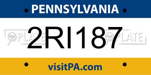 2RI187 Pennsylvania License Plate