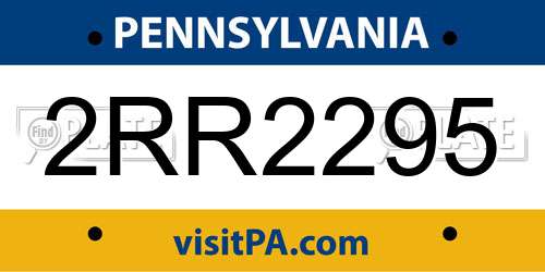 2RR2295 Pennsylvania License Plate