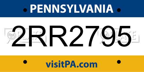 2RR2795 Pennsylvania License Plate