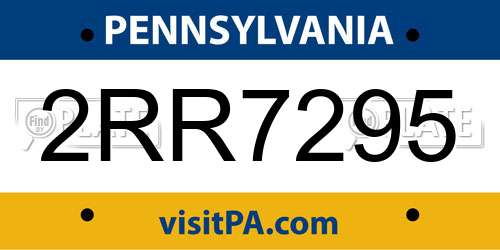 2RR7295 Pennsylvania License Plate
