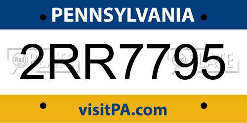 2RR7795 Pennsylvania License Plate