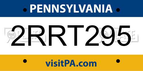 2RRT295 Pennsylvania License Plate