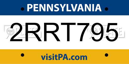 2RRT795 Pennsylvania License Plate