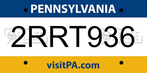 2RRT936 Pennsylvania License Plate