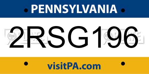 2RSG196 Pennsylvania License Plate