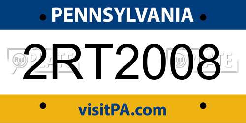 2RT2008 Pennsylvania License Plate