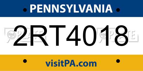 2RT4018 Pennsylvania License Plate