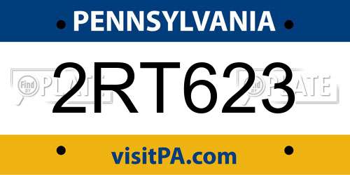 2RT623 Pennsylvania License Plate