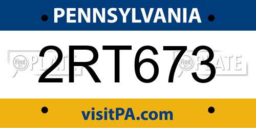2RT673 Pennsylvania License Plate