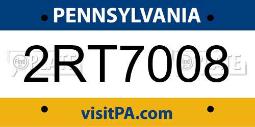 2RT7008 Pennsylvania License Plate