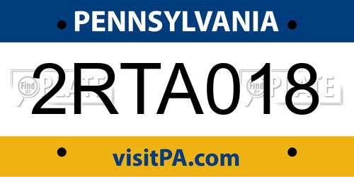 2RTA018 Pennsylvania License Plate