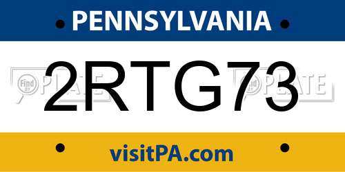 2RTG73 Pennsylvania License Plate
