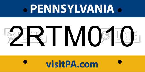 2RTM010 Pennsylvania License Plate