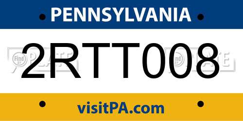 2RTT008 Pennsylvania License Plate