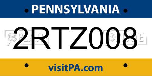 2RTZ008 Pennsylvania License Plate