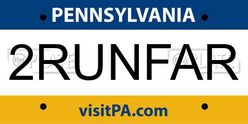 2RUNFAR Pennsylvania License Plate