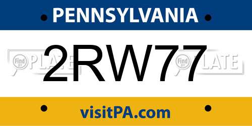 2RW77 Pennsylvania License Plate