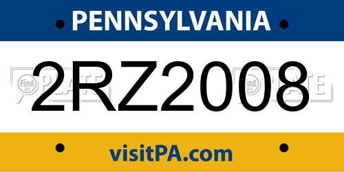 2RZ2008 Pennsylvania License Plate