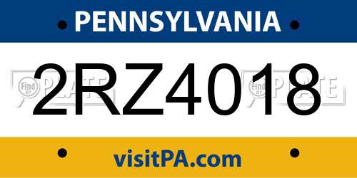 2RZ4018 Pennsylvania License Plate