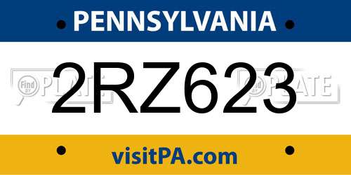 2RZ623 Pennsylvania License Plate
