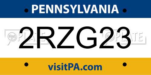 2RZG23 Pennsylvania License Plate