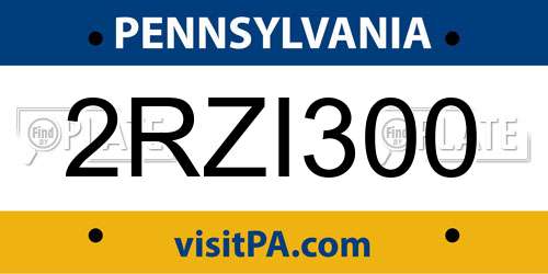 2RZI300 Pennsylvania License Plate