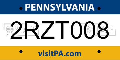 2RZT008 Pennsylvania License Plate