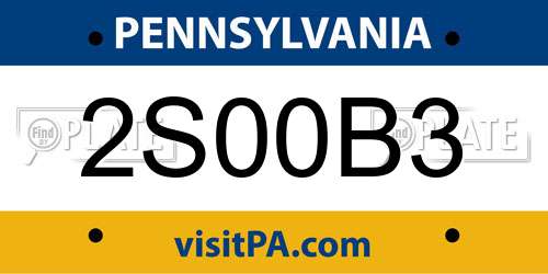 2S00B3 Pennsylvania License Plate