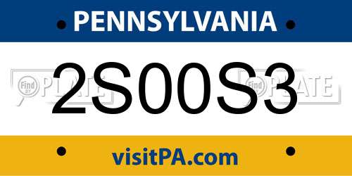 2S00S3 Pennsylvania License Plate