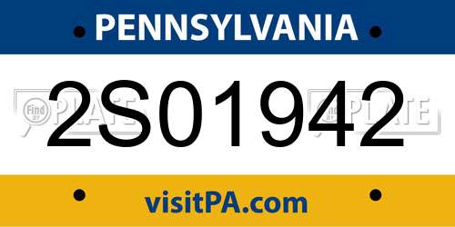 2S01942 Pennsylvania License Plate