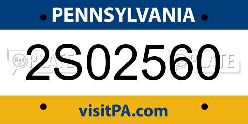 2S02560 Pennsylvania License Plate