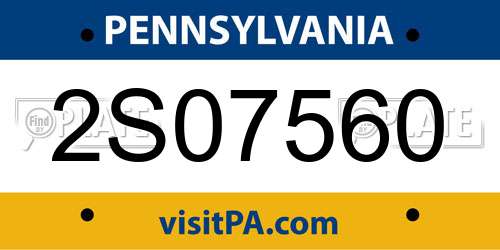 2S07560 Pennsylvania License Plate