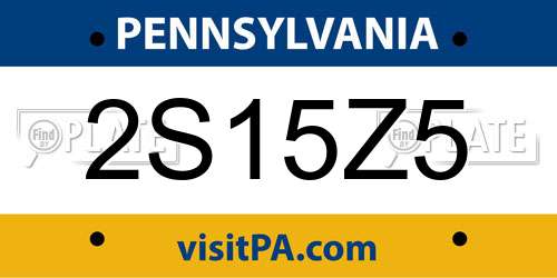 2S15Z5 Pennsylvania License Plate