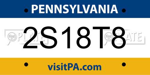 2S18T8 Pennsylvania License Plate