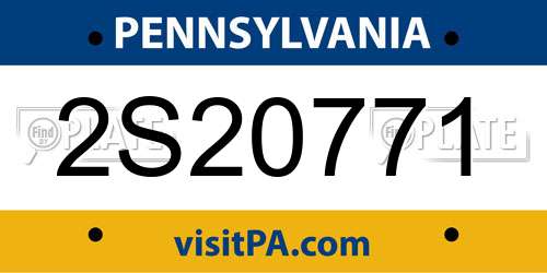 2S20771 Pennsylvania License Plate