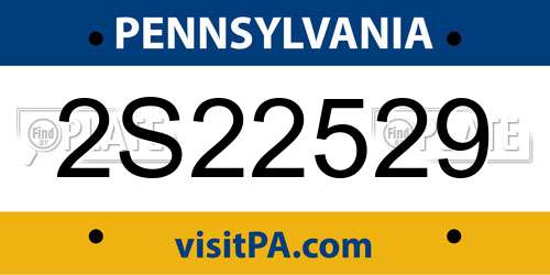 2S22529 Pennsylvania License Plate