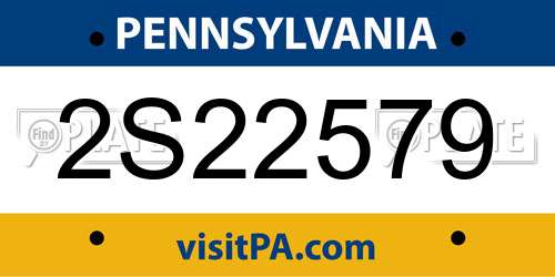 2S22579 Pennsylvania License Plate